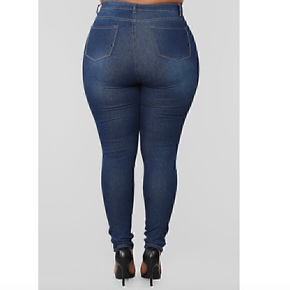 FASHION NOVA Needing Something Jeans Dark Denim Ripped High Waisted Skinny 15 16 - Picture 3 of 12